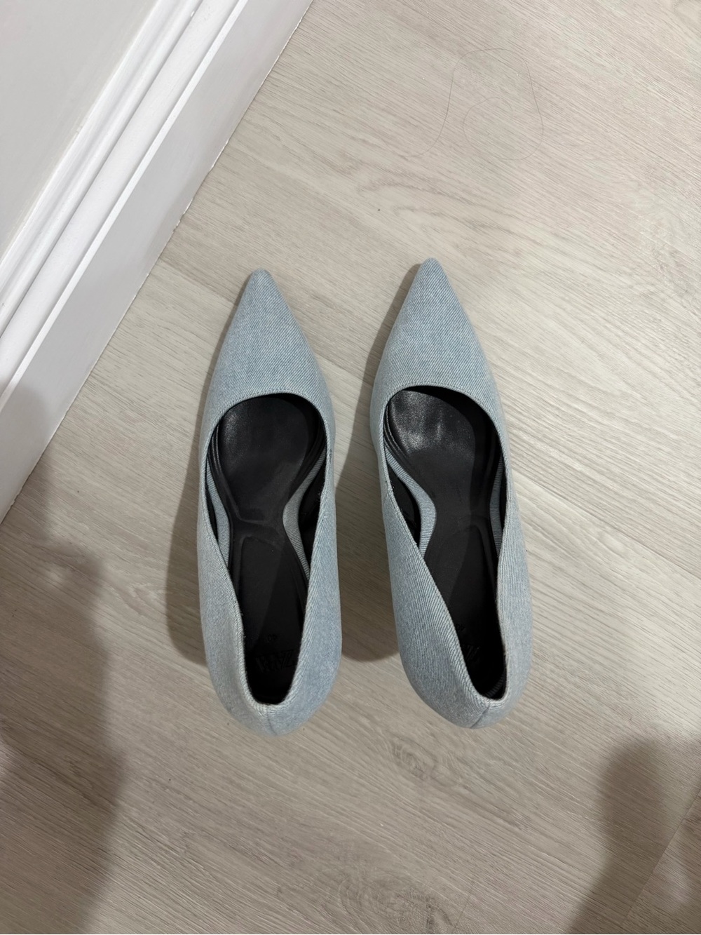 Zara Light Denim Pointed Toe Heels
